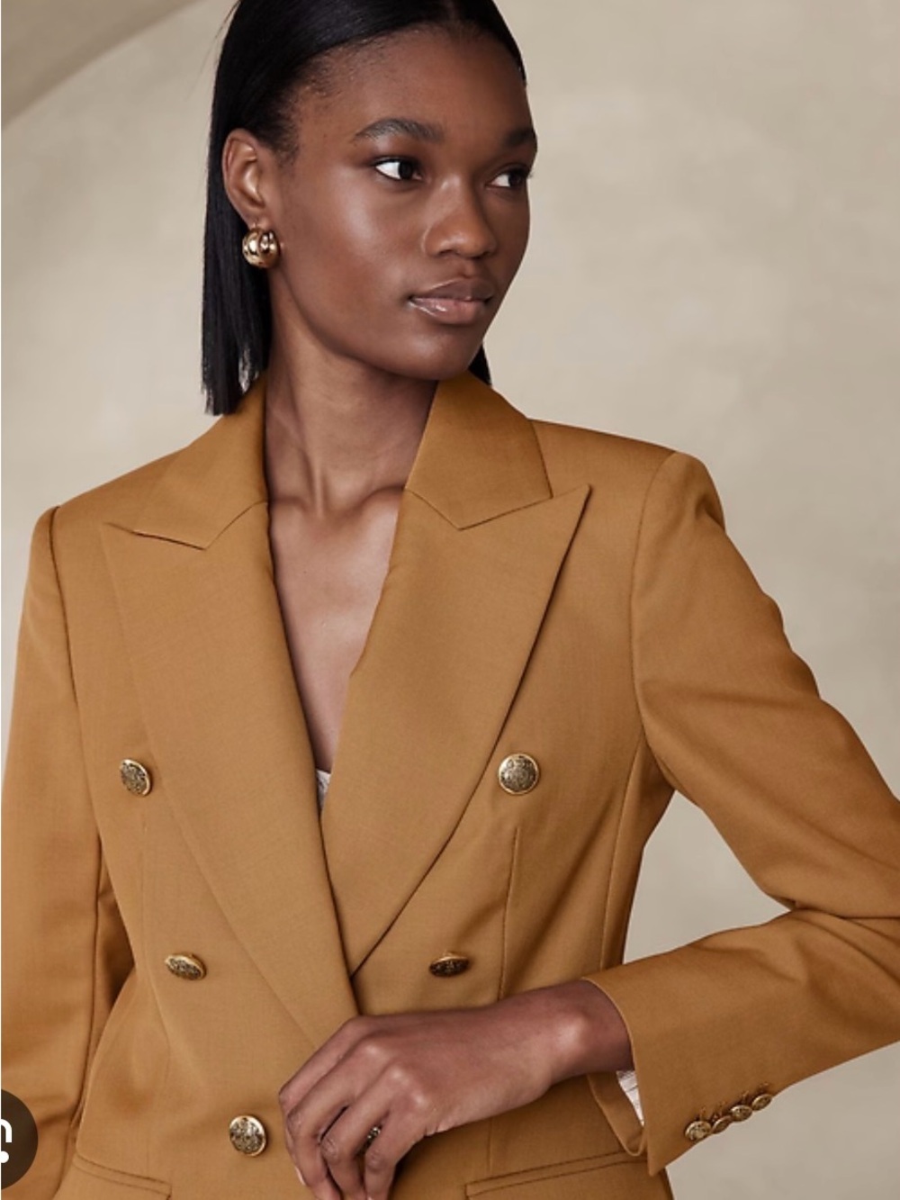 Banana Republic Captain’s Blazer Camel Gold Buttons Sz 4 Yellowjackets